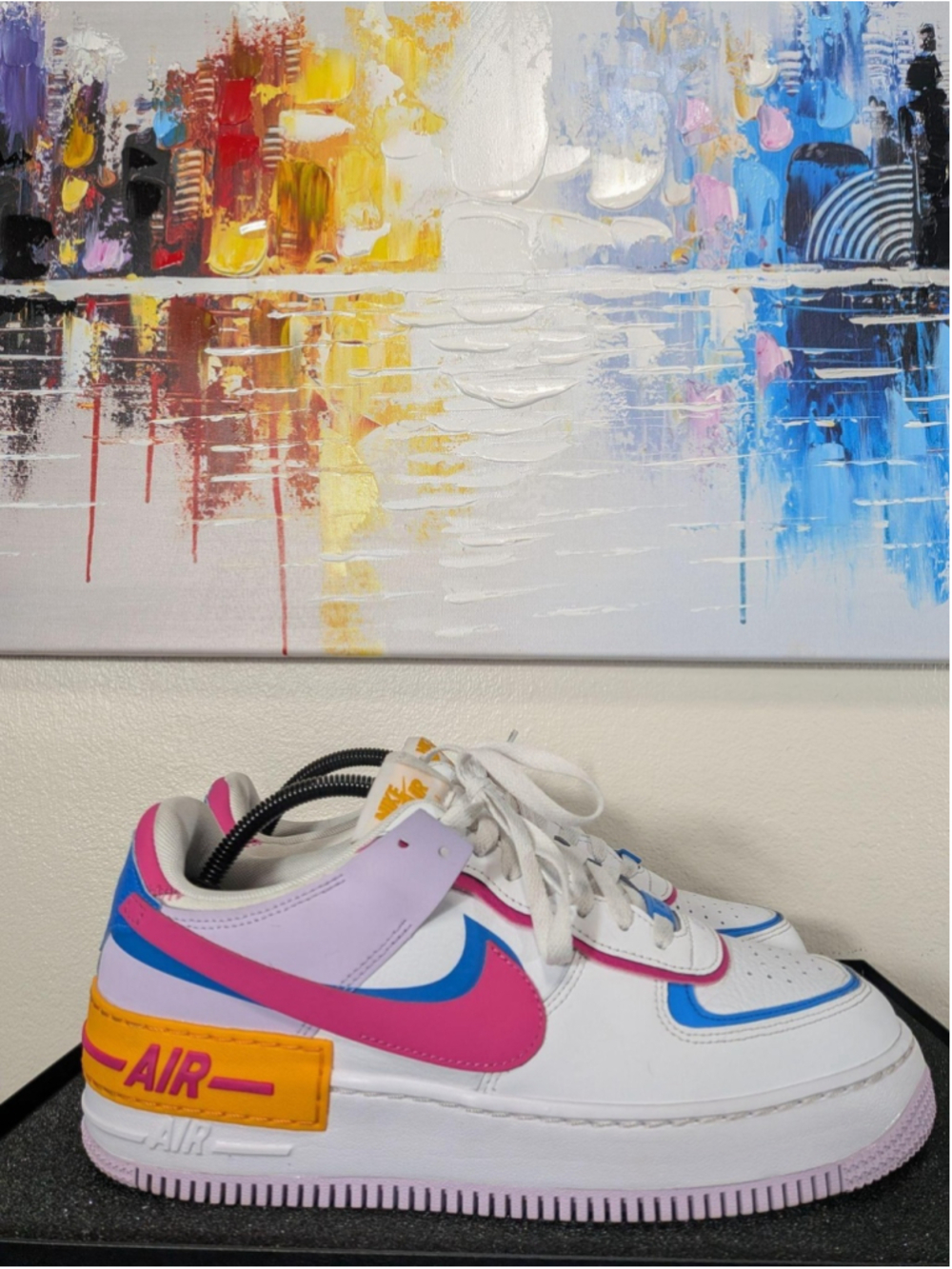 Nike Air Force 1 Shadow Shoes Womens Size 11 White Pink Blue Sneakers HF5064-100 - Picture 3 of 9